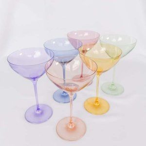 Estelle Colored Martini Glass- Set of 6 Multi-color